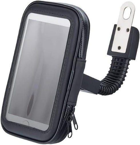 Motorcycle Universal Phone Mount Holder Waterproof Motorcycle Cell Phone Holder with Rain Cover 360° Rotation Motorbike Rearview Mirror Mount, fit...