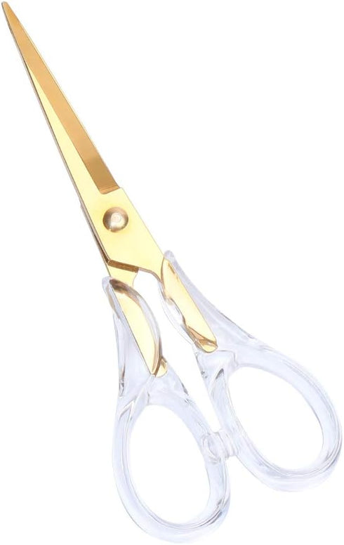 Stylish Acrylic Gold Multipurpose Scissors Stainless Steel 6.3 Inches Office Scissors Desktop Stationery for Cutting Heavy Duty Leather Arts Fabri...