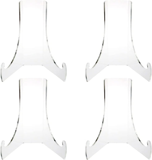4 Pieces Acrylic Plate Stand 60-Degree Angle Acrylic Easel Acrylic Book Stand Acrylic Plaque Stand Table Top Easel Card Picture Stands Plate Holde...