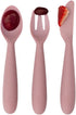 ezpz Happy Utensils - 24 Months+ (Blush) - BPA Free Toddler Utensils - Fork, Spoon and Knife for Toddlers and Preschoolers - Kids Utensils for Sel...