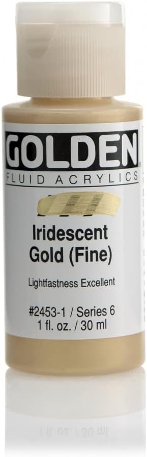 Golden Fluid Acrylic Paint 1 Ounce-Iridescent Gold Fine...