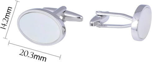 Oval White Mother of Pearl Cufflinks in Gift Box Cuff Links for Formal Business Wedding Anniversary Dress...