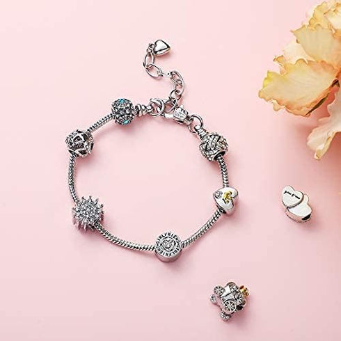 Hicarer 20 Pcs Chain Bracelet for Jewelry Making Women DIY Adjustable Snake Charm Bracelet with Heart Shape Extender Chain(Silver)...