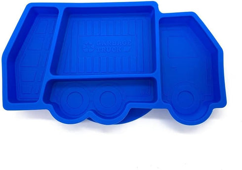 Garbage Truck Kids Plate Suction for Baby and Toddler - Kids Plates - Divided Toddler Dinnerware Set Construction Microwave Dishwasher Safe - Blue...