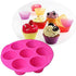 7 Cavity Silicone Air Fryer Muffin Pans Nonstick Brownie Cake Mold Round Pudding Cupcake Recipe Tray Bakeware, Rose...