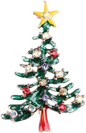 5 Pcs Multicolor Christmas Tree Brooch Set Crystal Rhinestone Xmas Brooches Pin Tiered Leaf Scarf Scarves Shawl Clip Holiday Jewelry Wedding Party...