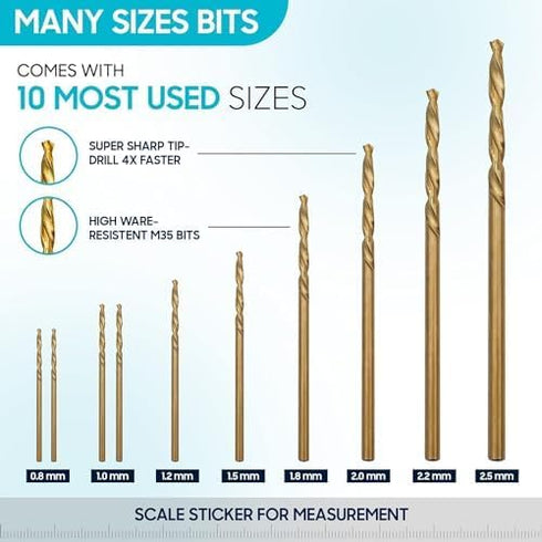 Pin Vise Hand Drill for Jewelry Making - Craft911 Manual Craft Drill Sharp HSS Micro Mini Twist Drill Bits Set, Small Rotary Tools for Wood, Plast...