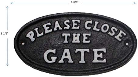Cast Iron Please Close The Gate Sign Plaque Garden Decor...