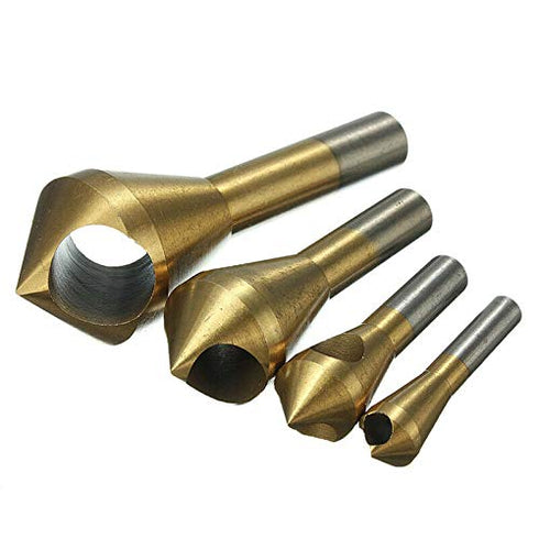 TJP 4pcs Chamfer Countersink Deburring Drill Bit Crosshole Cutting Metal Wood Tools...