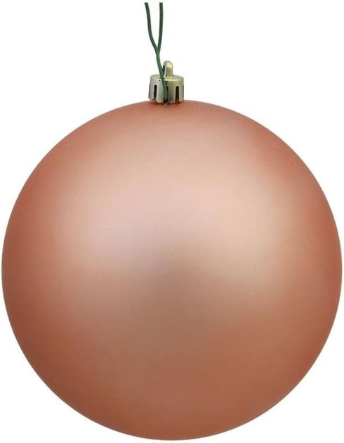 Vickerman N592058DMV Matte Ball Ornament with Shatterproof & UV Resistant, Pre-drilled Cap Secured & 6" of Green Floral Wire, 8", Rose Gold...