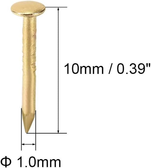 uxcell Small Tiny Hardware Nails Iron 1X10mm(DxL) for DIY Decorative Wooden Boxes Accessories Gold Tone 500pcs...