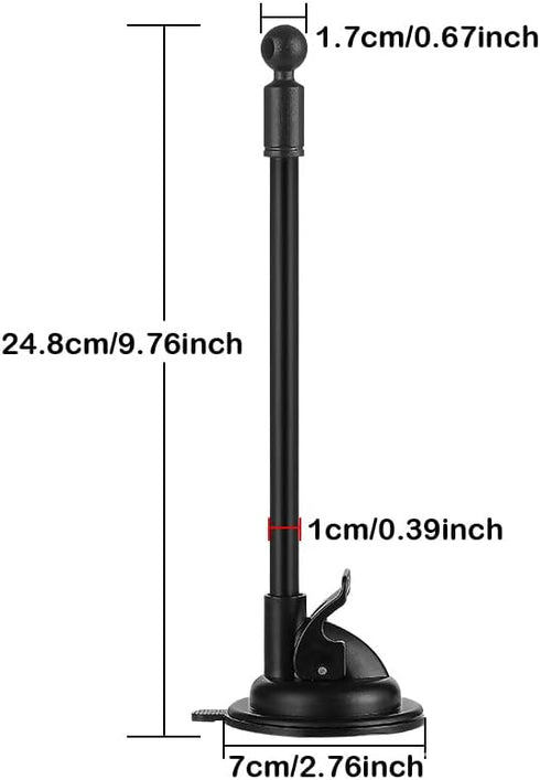 2 Pack Windshield Mount Car Holder Bracket Suction Cup Support Base with 17mm Ball Joint Connector Long Arm Gooseneck Hose Dashboard Stand for Gar...