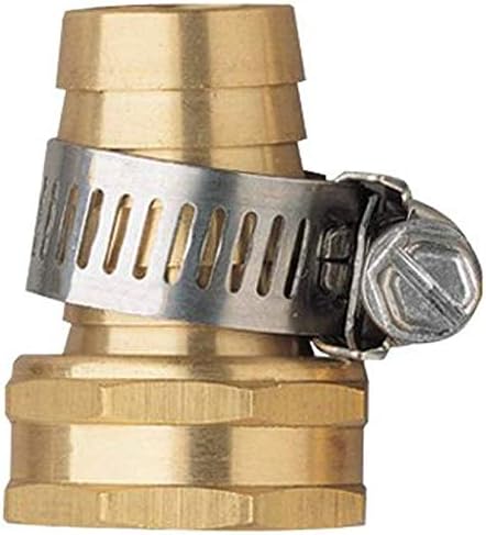 2 Pack 5/8 Inch Brass Female Thread Hose Repair Mender Hose Connectors with Stainless Clamp...