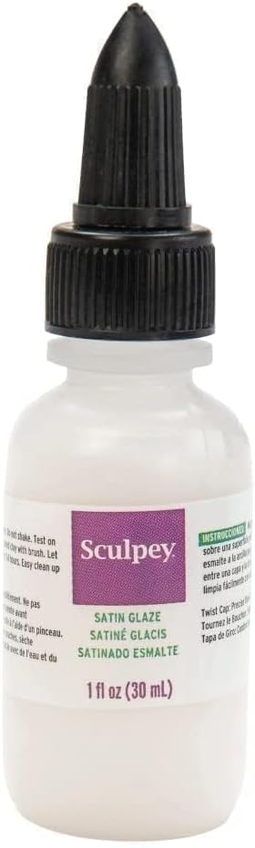 Sculpey® Satin Glaze, Non Toxic, 1 fl oz. bottle with precise flow twist cap. Will add a satin finish to your baked polymer oven-bake clay creatio...