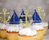 24 Pcs Nautical Theme Glitter Cupcake Picks Cupcake Toppers Food Fruit Picks for Decoration Party Favors...