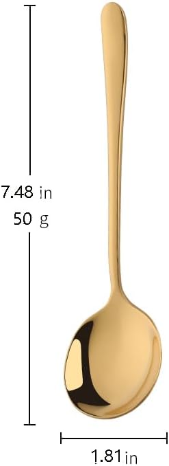 Soup Spoon, 12PCS 7.48inch Stainless Steel Soup Spoon,Dinner Spoon(Gold)...
