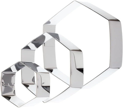 Hexagon Cookie Cutter 3 Piece Set - 2 Inches, 3 Inches, 4 Inches - Cookie Cutter Kingdom...