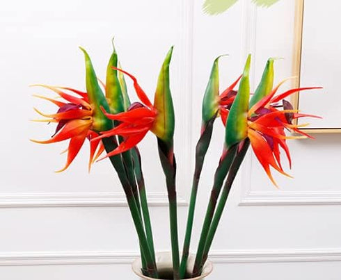 3 Pcs Large Bird of Paradise 32 Inch Permanent Flower,UV Resistant No Fade Flower Part is Made of Soft Rubber PU,Artificial Flower Plants for Home...