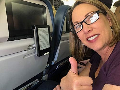 The SkyClip Airplane Cell Phone Back of Seat Inflight Tray Table Clip and Sturdy Phone Stand, Compatible with iPhone, Android, Tablets, and Reader...