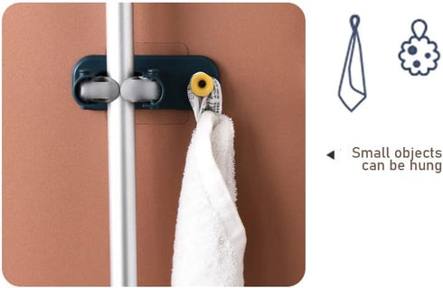 2in1 Bathroom Mop Bracket Wall-Mount Sticker Easy-Install Strong Burden Side Hook Duster Cloth Supporter housewares Nail-Free (Orange)...