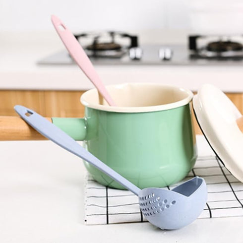 2 In 1 Kitchen Ladle Soup Pan Spoon with Filter Strainer (Blue)...