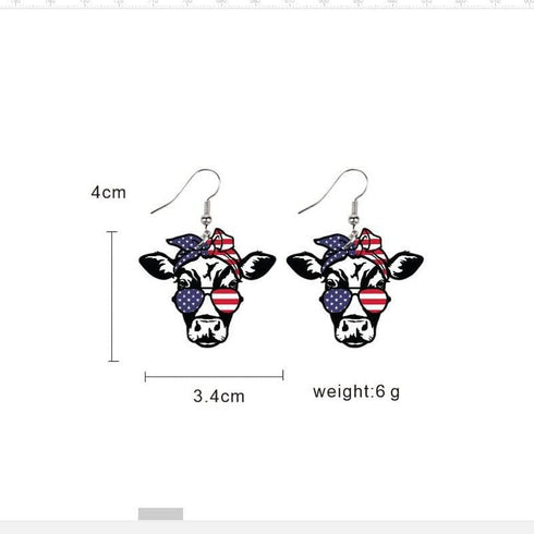 9 Pairs 4th of July Patriotic Earrings Set Cute Gnome Heart Star American Flags Animals Independence Day Acrylic Drop Dangle Earrings Memorial Day...