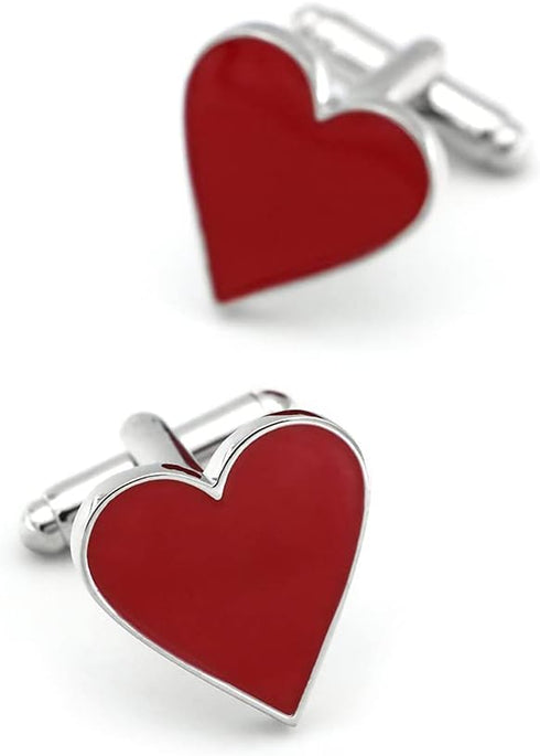 Wedding Cuff Links Romantic Red Heart Design Quality Brass Material Valentine Gift with Gift Box...