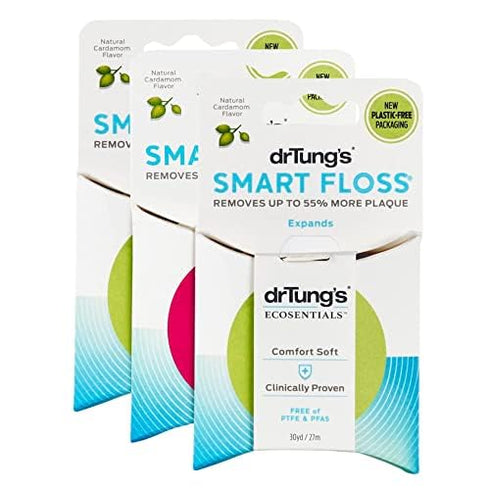 DrTung's Smart Floss - Natural Floss, PTFE & PFAS Free Floss, Gentle on Gums, Expands & Stretches, BPA Free Floss - Natural Dental Floss Cardamom ...