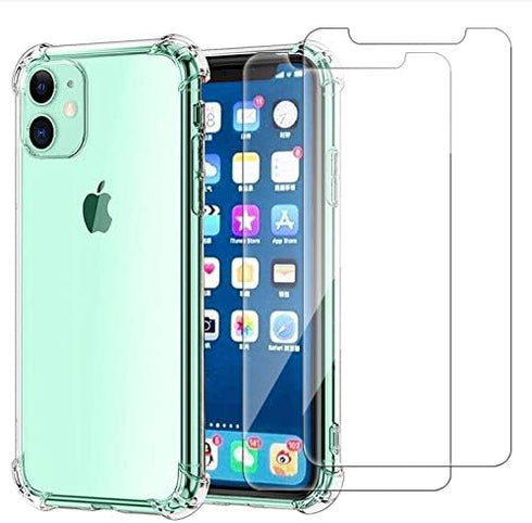 iPhone 11 Clear Case with 2 Screen Protectors, Maximum Shock Absorption Protection, Clear iPhone 11 Case, Compatible with Apple iPhone 11...