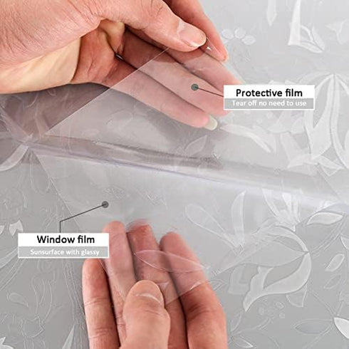Instruban Window Privacy Film 3D Tulip Pattern - Static Cling No Glue Anti UV Decorative Window Vinyl, Window Sticker for Home Office -17.5 x 78.7...