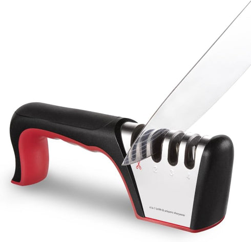 Brigii 4-in-1 Knife Sharpener, Kitchen Knife Accessories for Ceramic Knives, Steel Knives and Scissors, Aiding in Repair, Restoration, and Polishi...