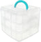 CraftMedley 3 Layer Stack and Carry Box, Plastic Multipurpose Portable Storage Container Tote with Handle - Organize Crafts, Beads, Buttons, Sewin...