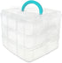 CraftMedley 3 Layer Stack and Carry Box, Plastic Multipurpose Portable Storage Container Tote with Handle - Organize Crafts, Beads, Buttons, Sewin...