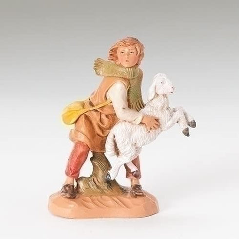 Fontanini Aaron The Shepherd Holding a Sheep Italian Nativity Village Figurine...