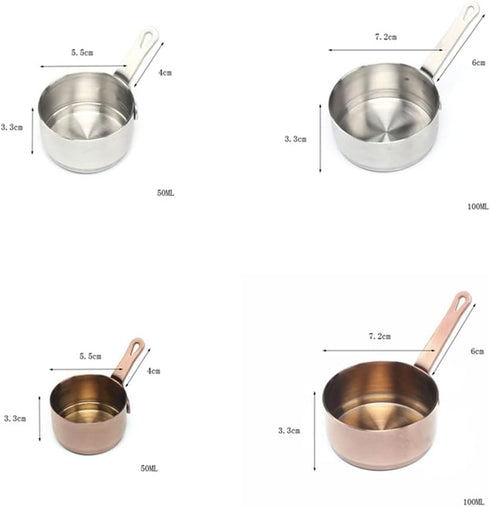 Handle Sauce Pan, Mini Sauce Pan with Hanging Hole, Handle Sauce Pot Multi-purpose Corrosion-resistant 304 Stainless Steel Measuring Cups for Cook...