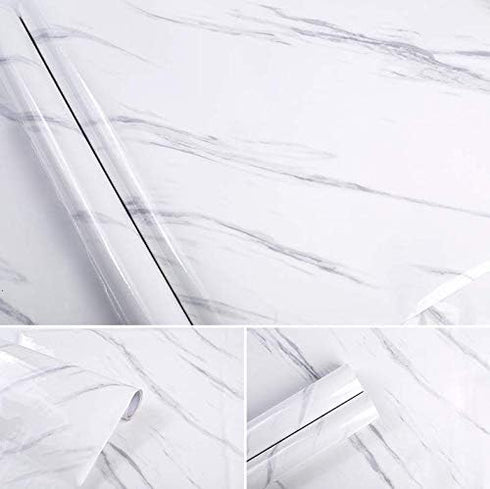 Marble Contact Paper 24'' X 79'' Granite Self-Adhesive Roll Thick Waterproof PVC Practical for Countertop Cabinet Furniture...