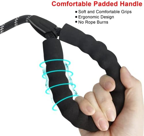 Beastron 5FT Heavy Duty Dog Leash with Comfortable Padded Handle and Highly Reflective Threads for Medium and Large Dog’s, Black...