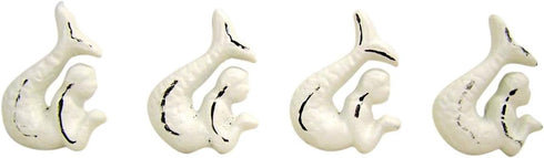 Rustic White Cast Iron Mermaid Cabinet Handles Drawer Pulls, Set of 4, 2 Inch...