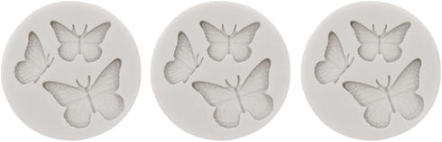 3PCS Gray Mini Butterfly Silicone Molds, Cute Fondant Cake Baking Chocolate Candy Cupcake Topper Desserts Decoration Polymer Clay DIY Crafts for W...
