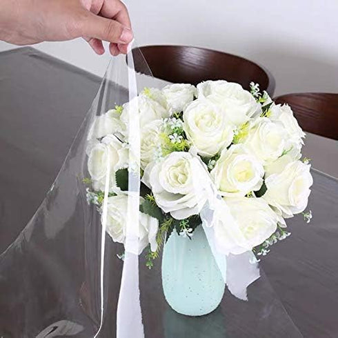 sancua Clear Plastic 100% Waterproof Tablecloth - 54 x 54 Inch - Vinyl PVC Rectangle Table Cloth Protector Oil Spill Proof Wipe Clean Table Cover ...