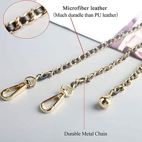 BEAULEGAN Thin Purse Chain Strap Adjustable - Replacement for Small Shoulder Crossbody Bag, 51 Inches Long Black...