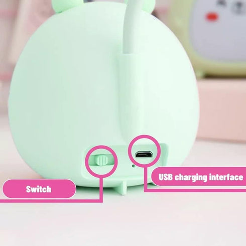 Portable LED Desk Lamp with Night Light Cute Bunny Foldable USB Charge Reading Light for Bedroom Kids Bedside Study (Green)...