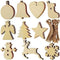 DIY MDF Laser Cutout of Snowflake, Dear, Bell, Tree, Heart Socks, Star Snowman & Small Threads for Christmas Decoration - Set of 30...