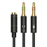 Headphone Splitter Cable for Computer, 3.5mm Female to 2 Dual Male Headphone Microphone Y Splitter Cable 0.3M 1FT (Black)......