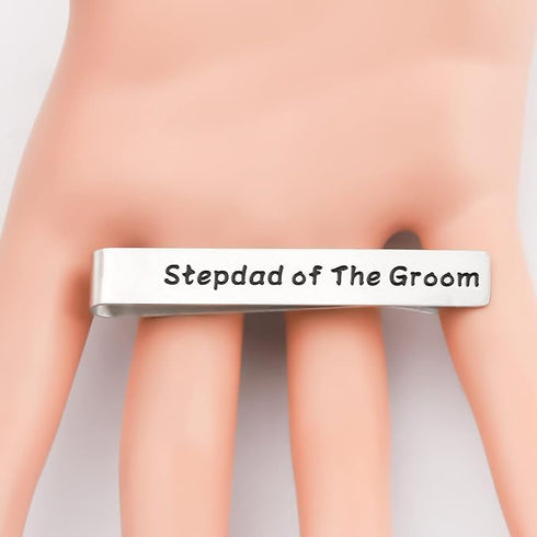 LQRI Stepdad of The Groom Gift Mens Groom Father Wedding Tie Bar Stepdad Tie Clips Gift for Stepfather of The Groom...