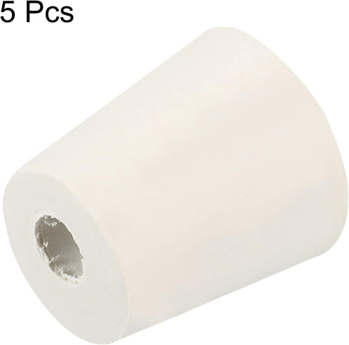 MECCANIXITY Rubber Tapered Plug 22mm to 28mm with Hole Test Tubes Bungs Stopper White for Lab Home 5 Pieces...