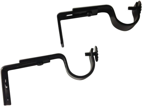 Adjustable Curtain Rod Brackets, Black, Set of 2...