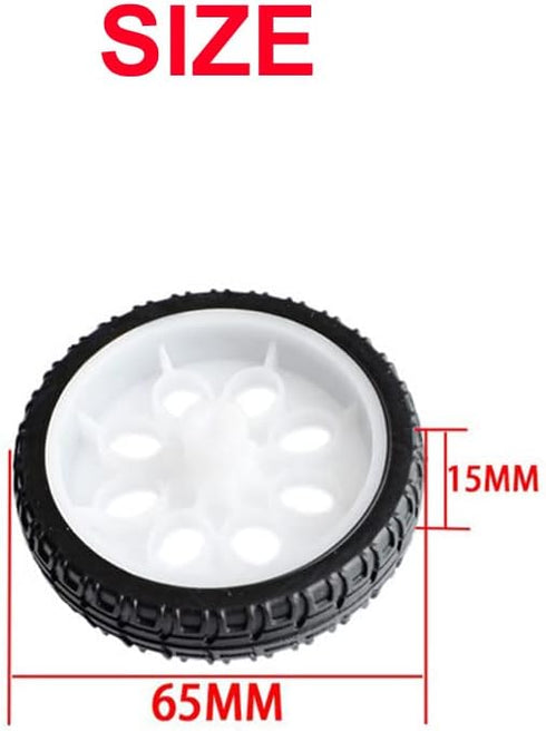4pcs 65mm Rubber RC Wheel Tires Toy Car Wheels DIY Model Robots White and Black for DIY Model Accessories...