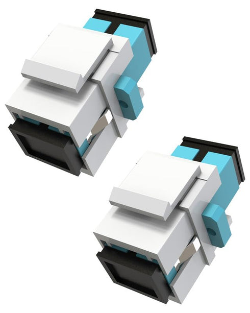 2Pack SC to SC OM3 UPC Muti-mode Fiber Optic Coupler Keystone Jack Modular for Patch Panels and Wall Plates Fiber Optic Cable Adapter(Aqua Green)...