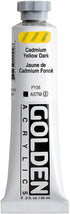Heavy Body Acrylics by GOLDEN, Cadmium Yellow Dark, 2 fl. oz. Tube, Professional Acrylic Paint, Opaque...